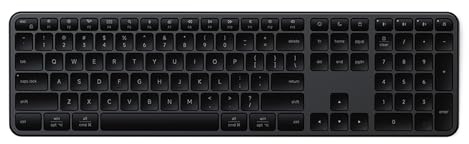 Satechi Tastiera Bluetooth Slim EX3 con Tastierino, QWERTY US, Nero | Layout Americano, 5 settimane di autonomia, Bluetooth multi-dispositivo, ricevitore 2,4 GHz, per Mac, Windows e altro