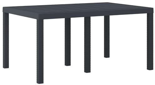 VIHHQGC Gartentisch Anthrazit 150 x 100 x 73 cm Poly-Rattan Rechteckig Stahlrahmen Wetterfest für Terrasse Garten Lounge Außenbereich