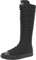 Jamron Chicas Mujer Moda Rodilla Alta con Cordones Botas de Lona Puro Negro Cremallera Botas de Danza SN811 EU36