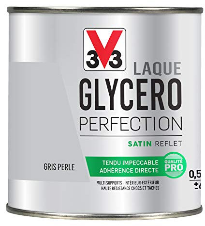 V33 Peinture multi-supports monocouche Laque Glycéro satin, Gris perle 0,5L
