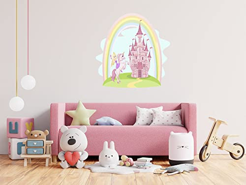 Oedim Wandaufkleber für Kinder Jugendzimmer, Motiv Prinzessin und Schloss 120x120cm