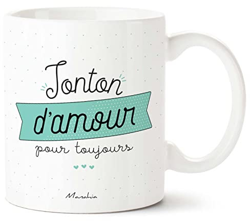 Manahia Mug Cadeau Tonton - Tonton d'amour pour toujours - Avec Boite Kraft - Imprimé en France - 330 mL Céramique - Tasse Oncle - Annonce Naissance - Grossesse - Annonce Futur Tonton