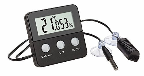 TFA Dostmann TERRACHECK Digitales Thermometer-Hygrometer zur Klimakontrolle in Terrarien (schwarz mit Batterie)