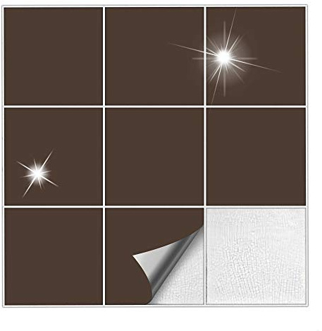 Kiwistar Fliesenaufkleber Braun 80 Glänzend - 7 x 7 cm - 25 Stück - Klebefliesen Fliesenmuster Stickerfliesen Wandfliesen überkleben