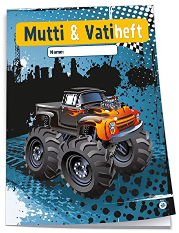Trötsch Mutti und Vatiheft Monster Truck: A6, 48 Seiten liniert, mit Klarsichtumschlag