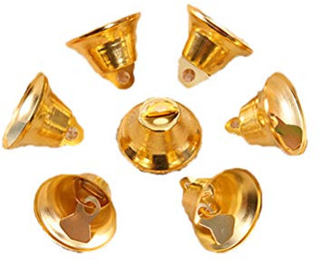 BESTOYARD Weihnachten Glocken Metall Jingle Bells Tiny Glocken für DIY Handwerk Basteln Weihnachtsbaum Deko 2,1 cm 50 Stück (Golden)