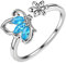 Aurora Tears Damenschmuck Schmetterling Ring 925 Sterling Silber März Birthstone Ring blau Aquamarin Öffnung verstellbare Ringe Zirkonia Gfits DR0074B