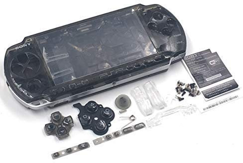 Ersatz-Gehäuse mit Knöpfen für Sony PSP3000 / PSP 3000 / 3001 / 3002 / 3003 / 3004 Serie (transparent) Schwarz