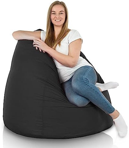Italpouf Sitzsack XXL, Riesensitzsack, Sitzkissen, Indoor & Outdoor, Große, Sessel für Kinder und Erwachsene, EPS Perlen Füllung, Abnehmbarer Bezug, Wasserdicht, Zertifiziert, Schwarz