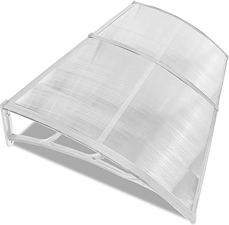 Door Canopies Outdoor Canopy Cover and Porches, Patio Awnings and Canopies, Back Porch Garden Awning Front Doors Window Plastic Roofing Rain Shelter Outside Sun UV Protection (190x100cm, White)
