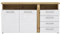 FORTE Tuluza Kommode mit 2 Türen und 4 Schubladen, Holzwerkstoff, Weiß + Artisan Eiche / Weiß Hochglanz, 73,5 x 85,9 x 163,2 cm