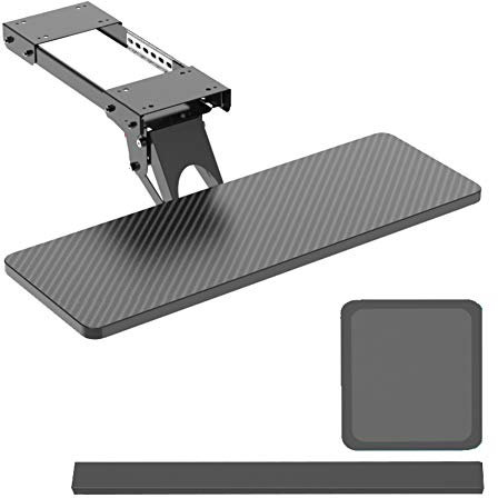 AIZYR Ergonomisch Herausgleiten Unter Desk Keyboard Tray, Einstellbar Plattform-Computerschublade Herausziehen Mit Mauspad Und Handgelenkpad,Beam