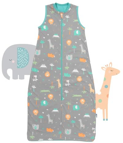 schlummersack Kinder Schlafsack Baby Sommer 130 cm dünn Safari | Sommerschlafsack Baby 1.0 Tog 1 Tog Baby Schlafsack Sommer | Schlafsack Baby Sommer Frühling