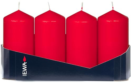 apog versand 4er Tray Stumpenkerzen rot Größe (Ø x H): ca. 50 x 100 mm Kerze Kaminkerze Laternenkerze