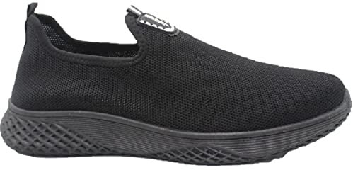 Mens Sports Running Pumps Slip ON Lightweight Walk Casual Trainers Shoes Size UK Black