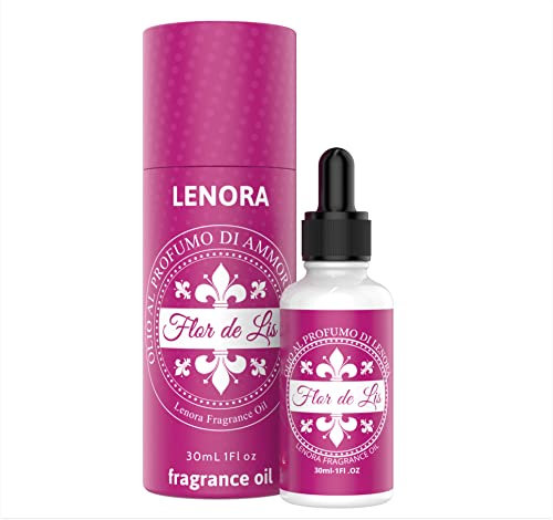 Flor De Lis Huile de Parfumée Lenora - Huiles Essentielles Lys, Rose, Jasmin, Marine - Diffuseurs, Parfums Ambiance, Boules de Séchage Pour Linge, Savon, Bougies, Cire - Flacon 30ml Compte-gouttes
