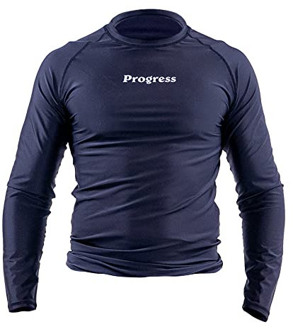 Progress Jiu Jitsu Academy Long Sleeve SleeveRashguard | Flexible and Durable BJJ Rash Guard | Moisture-Wicking Compression Tops for Men and Women | 80% Polyester/20% Spandex Black XL
