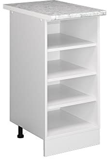 Vicco Küchenregal R-Line, offener Küchenschrank, Weiß/Weiß, 40 cm, AP Marmor