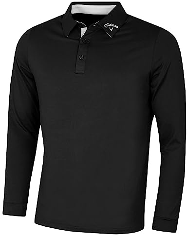 Callaway Golf Mens Long Sleeve Polo Shirt - Caviar - XL