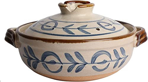 Olla de arcilla japonesa caliente olla de arcilla de barro olla – Olla de cerámica estilo retro japonés olla de barro para el hogar (1,2 L, estilo A)