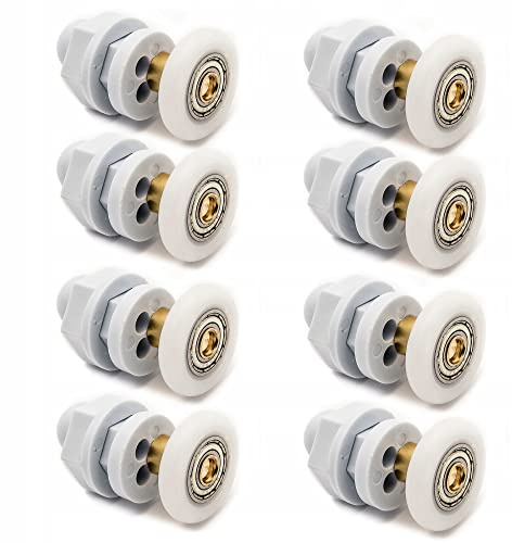 AquaParts Duschkabinen Rollen | ⌀25mm Raddurchmesser | 8 Stück | für Duschkabinentür, Schiebetür | Duschtürräder | Laufrollen | Duschtürrollen | Duschtür-Rollen