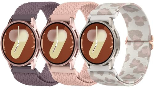Delidigi Stretchy Straps for Samsung Galaxy Watch 7/6/5/4 40mm 44mm Galaxy Watch FE 40mm/5 Pro 45mm/6 Classic 43mm 47mm/4 Classic 42mm 46mm/Active 2 Nylon Bands Women