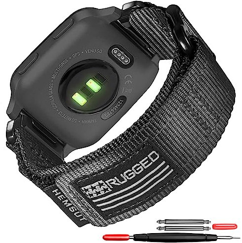 Kompatibel für Garmin Venu/Venu 2 Plus/Venu Sq/Venu Sq 2/ Venu Sq Music (Nicht Venu 2S/Venu 2) Quick Pins Uhrenarmband, superrobustes Nylon-Sportarmband mit gewebtem Loop-Design