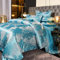 Tospass Satin Bettwäsche 200x200 Microfaser 3Teilig Himmelblau Jacquard Stickerei Prozess Blumen Bettwäsche-Sets - 1 Bettbezüge 200x200 und 2 Kissenbezüge 80x80 mit Reißverschluss