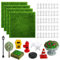 Fosoloni 18 Stück Mini Garten Möbel Deko Set, Garten Zubehör Miniatur Gartengeräte, Kunstrasen Miniaturgarten Miniatur Zaun Straßenlampen, Miniatur Garten Deko