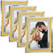 HIKWADERY 4 x 6 Bilderrahmen, goldfarben, glitzerndes Echtglas, 10,2 x 15,2 cm, mit silberfarbenem Spiegelrand, für Tischdekoration, Hochzeit, Geburtstag, Vatertag, Geschenke (10,2 x 15,2 cm