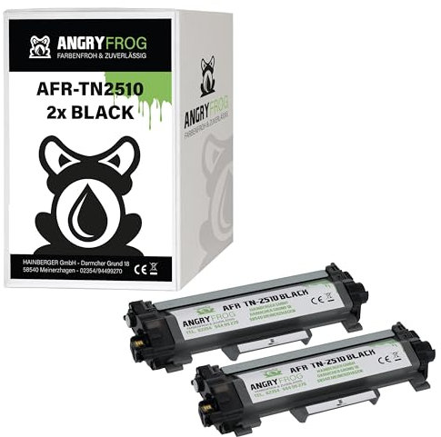 Angry Frog 2X Toner mit Chip Kompatibel TN2510 BK für Brother DCP-L 2622 DW DCP-L 2600 Series DCP-L 2627 Series DCP-L 2640 DN HL-L 2400 Series HL-L 2440 DWE MFC-L 2800 Series MFC-L 2820 DN