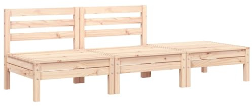 vidaXL Gartensofa 3-Sitzer, Outdoor Sofa mit Latten-Design, Gartencouch Modular, Gartenmöbel Gartengarnitur Sitzgruppe, Massivholz Kiefer