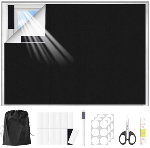 Tessuto Oscurante Finestra Vetro,Tenda Oscurante 100% per Finestra,145x200cm,Tende Oscuranti per Interni,Oscuranti per Finestre,per Finestre, ufficio, studio, auto, nero