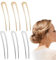 Lot de 6 épingles à cheveux en forme de U en alliage Fourche à cheveux en métal en forme de U Pas facile à casser, Vintage Or et Argent 2 dents Chignon Épingle à cheveux pour femmes et filles