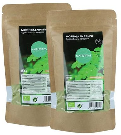 Pack 2x Moringa en polvo Bio 150 g Naturitas Essentials | Sin lactosa | Vegano