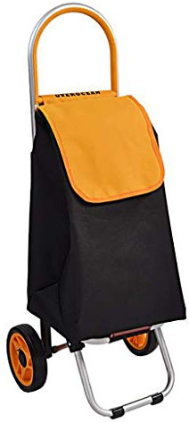 Wagen Einkaufswagen, Einkaufstrolley aus Aluminiumlegierung, zusammenklappbar, geräuscharmer, verschleißfester Einkaufswagen mit 2 Rädern (Orange)