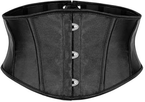 JasGood Damen Korsett Gürtel Underbust Boned Lace Up Waspie Gürtel Renaissance Steampunk Pirate Halloween Cosplay KorsettGürtel, Schwarz