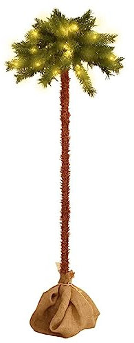 Palmier à LED Artificiel avec Un Port USB de Noël, Sapin de Noël avec LED 120 cm Lampadaire Palmier de Noël Palmier Lumières LED avec Base en Jute pour Noël Hôtel Villa Maison