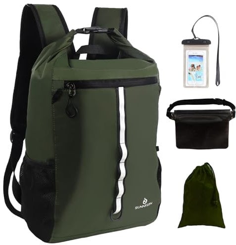 Sunnylon Wasserdichte Tasche schwimmen,20L Dry bag mit Handyhuelle,Wasserdichter Tasche Beutel Seesack,IPX8 Wasserfester rucksack Rolltop für,Motorrad,Strand outdoor wassersport camping
