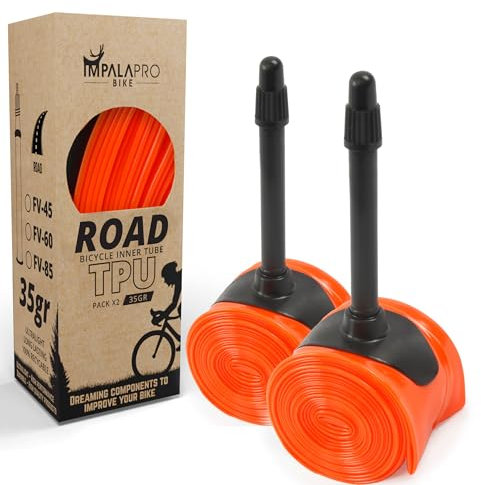 IMPALAPRO Extraleichter TPU Schlauch Rennrad 700C 35g 0.25mm Dicke Kompatibel mit 700x18/23/25/28/30/32C - Fahrradschlauch 28 Zoll Französisches Ventil 45/65/85mm (2St 65mm 35g)