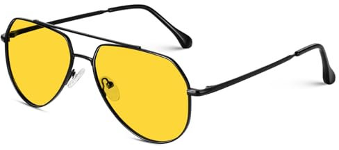 HENGOSEN Nachtsichtbrille Nachtfahrbrille Night Vision: Polarisiert Fahren Brillen Gelbe Linse Anti-Glanz Für Fahren Radfahren