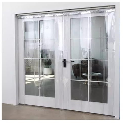 YXEHZ Rideau de Porte en PVC Transparent Flexible Et Pliable en Plastique PVC Rideau Laniere PVC Convient pour Les Locaux de Stockage Anti-poussière(2.15x2.4m)
