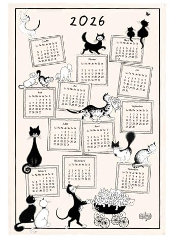 Geschirrtuch Dubout Kalender 2026 Écru 48 X 72 ekrü 48 x 72 cm Winkler