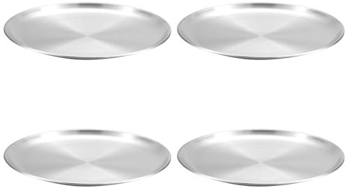 Juego de 4 platos de acero inoxidable 304, platos de pícnic, platos de camping, vajilla para fiestas para exteriores e interiores