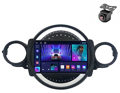 Android14 Car Radio para BMW Mini Cooper R56 R60 R51 2006 2007-2014 2 DIN de Coche NAVEGACIÓN con Pantalla Táctil 9 Pulgadas Reproductor Multimedia Autoradio FM SWC Carplay Auto (M100CP 4core 1+32G)