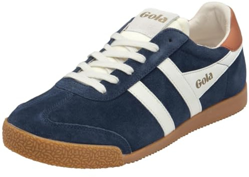 Gola Elan CMB538 Herren Klassische Sneaker aus Veloursleder, Navy/Off White/Moody Orange, Gr. 46