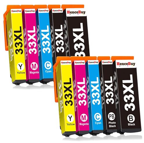 HenceBuy 33XL Multipack Druckerpatronen Kompatibel für Epson 33XL 33 XL für Epson Expression Premium XP-7100 XP-530 XP-640 XP-830 XP-900 XP-645 XP-635 XP-630 XP540 Patronen (10er-Pack)