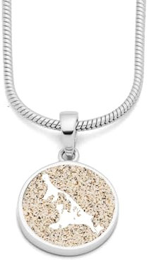 DUR Usedom klein Damen Anhänger aus Sterling-Silber in der Farbe Silber, Sandfarben, Maße: 24x15mm, P3345