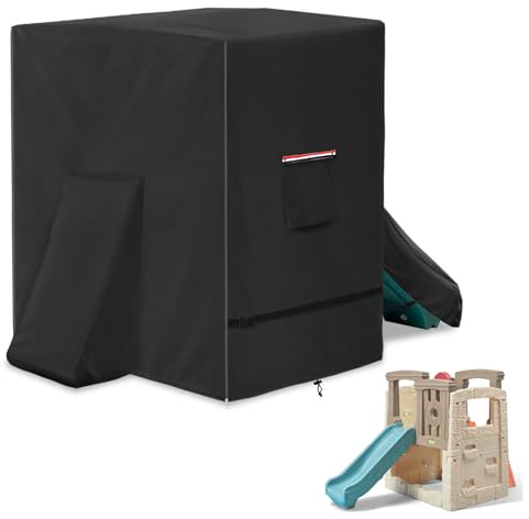 Exokugo Outdoor Playground Cover for Kids Climbers,Heavy Duty 600D Waterproof with UV Protection,Universal Fit for Slide & Climbing Wall Toys,Toddler Play Set Cover (Black)