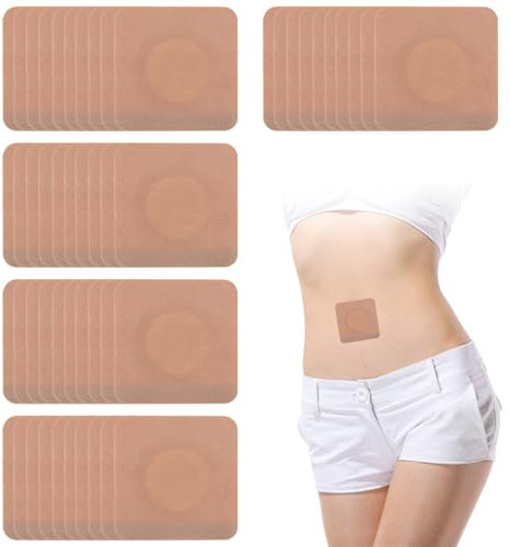 50 Stück Bauchnabel Pflaster Rizinusöl Packungen Rizinusöl Bauchnabel Belly Button Patch Rizinusöl-Packung Kein Waschen Selbstklebende Baumwoll Rizinusöl Patches 7X7 Cm(Ölfrei)